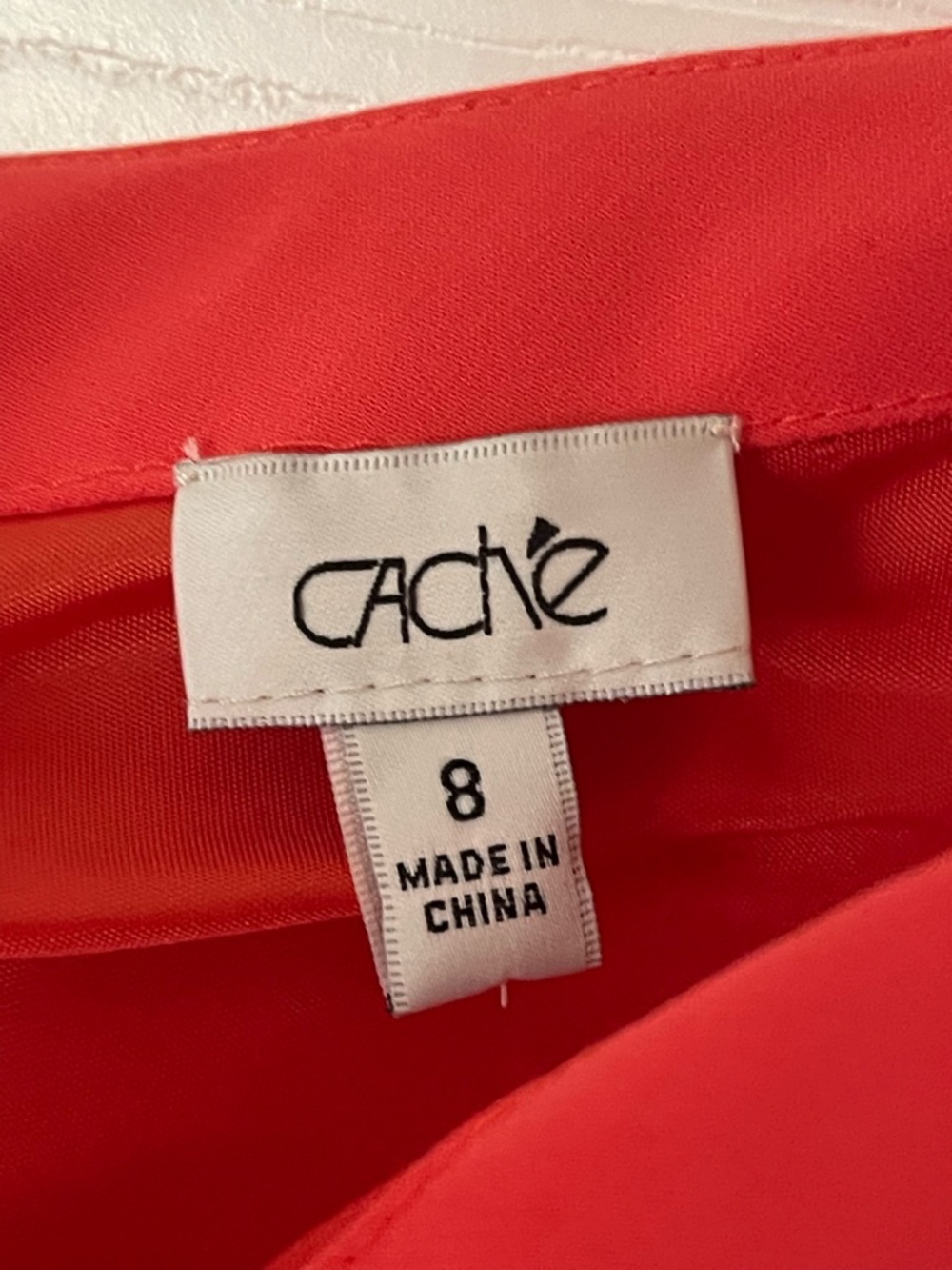 CACHE One Shoulder Red / Orange Cocktail Dress Rhinestone Accent size 8 - Picture 3 of 6